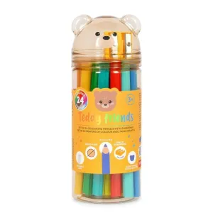 Pack 24 Lapices de Colores + Afilador Legami Teddy Friends Tdp0001