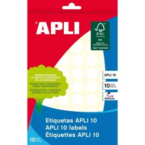 ETIQUETAS APLI 10 BLANCAS Ø 13 MM 10 HOJAS 01626