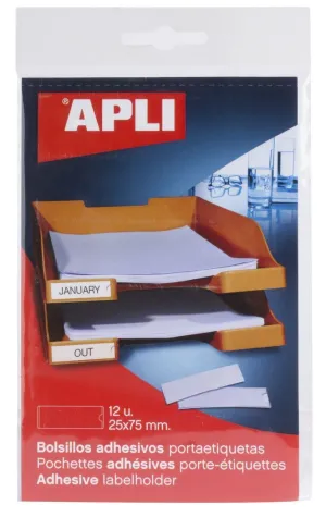Pack 12 Bolsillos Adhesivos Portaetiquetas Apli 25Mmx75Mm 02616
