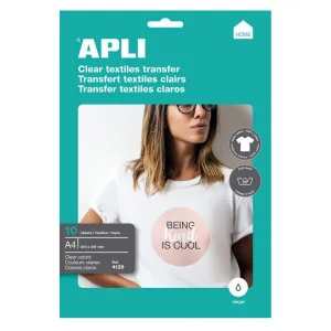 Papel Transfer Textil Apli A4 10 Hojas Tela Blanca 04128