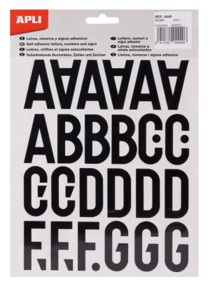 Pack Letras y Numeros Apli Negro 40Mm 04440