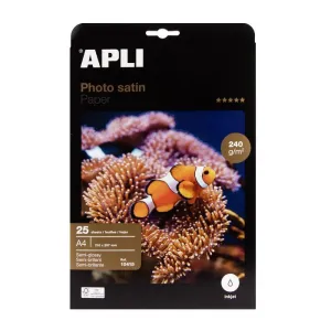 Papel Fotografico Apli Photosatin A4 240Gr 25 Hojas 10415