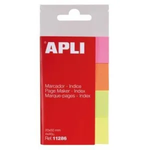 Pack Indices Adhesivos de Papel Apli 50X20 mm 4 Colores 40 Hojas por Color 11286