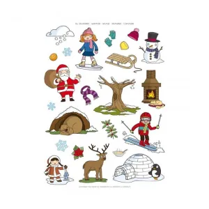 Paquete 69 Stickers Removible Apli Invierno 11617