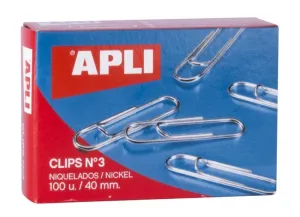 Clips Apli Niquelados Nº3 40 mm 100 Unidades 11712