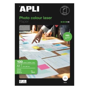 Papel Fotografico Apli Colour Laser A4 160Gr 100 Hojas 11817