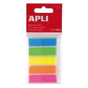 Pack Indices Adhesivos Film Apli 45X12 mm 5 Colores Fluorescentes 25 Indices por Color 11912