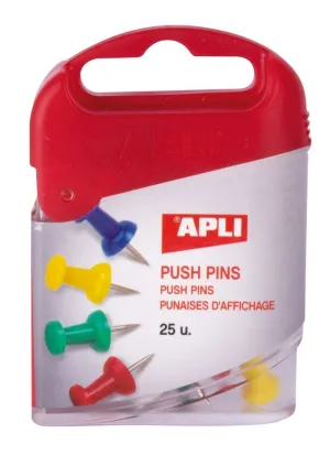 Caja Señalizadores Apli Push Pins Colores Surtidos 25 Unidades 12349