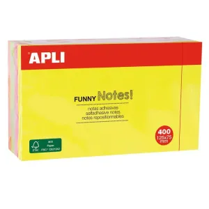 Taco Notas Adhesivas Apli Funny 125X75 mm Bloc de 400 Hojas 4 Colores Surtidos Fluorescente 13438