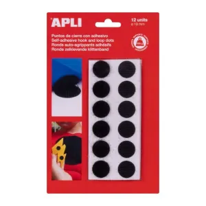 PACK 12 PARES REDONDOS DE VELCRO ADHESIVO NEGRO APLI Ø19MM 13658