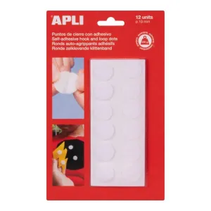 Pack 12 Pares Redondos de Velcro Adhesivo Blanco Apli Ø 19Mm 13659