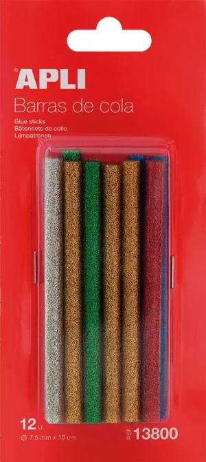 Pack 12 Barras Silicona Apli Purpurina 13800 Ø 0,75X10Cm 13800