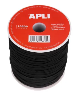 Bobina Cuerda Elastica Apli Negro 2Mmx100M 13809