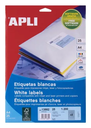 Etiquetas Apli Blancas Permanentes 25 Hojas Ø 30Mm 13882