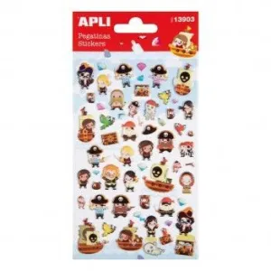 Paquete 60 Stickers Puffy Apli Piratas 13903