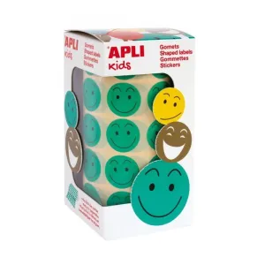 Rollo 900 Gomets Apli Caras Smile Ø 20Mm Verde 14373