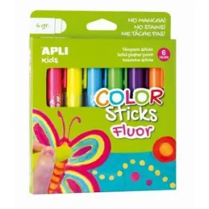 Pack 6 Temperas Solidas Apli Color Sticks Fluorescente 14404