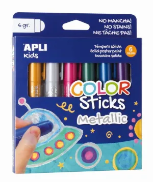 PACK 6 TEMPERAS SOLIDAS APLI COLOR STICKS METALIZADO 14405