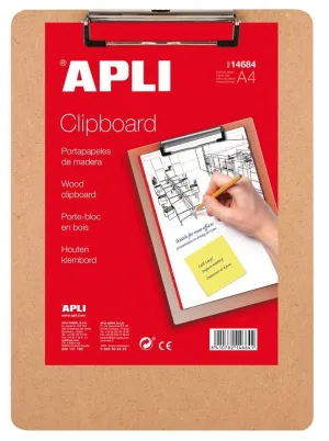 Portapapeles Madera Clipboard Apli A4 Clip Superior 14684