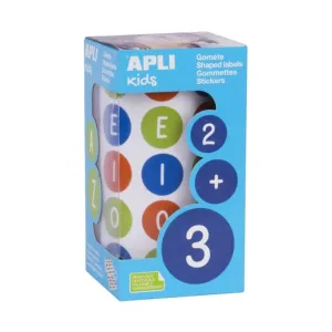 Rollo Gomets Apli Redondos Vocales Mayusculas Ø 20Mm 16797