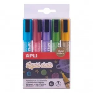 PACK 5 ROTULADORES TIZA LIQUIDA METAL APLI LIQUID CHALK 17082