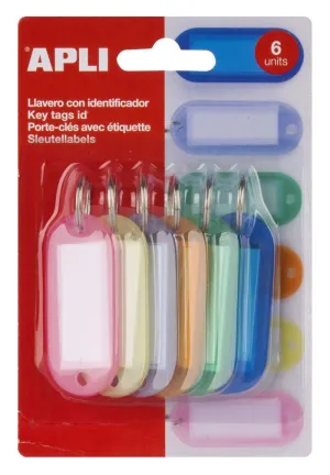 Pack 6 Llaveros Portaetiqueta Apli 6 Colores Translucidos 17133