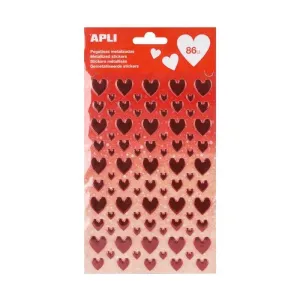 Paquete 86 Stickers Epoxy Apli Corazon Rojo Metalizado 17187