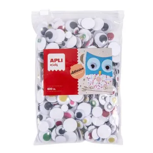 Pack 600 Ojos Moviles Apli Adhesivos Tamaños y Colores Surtidos 17444