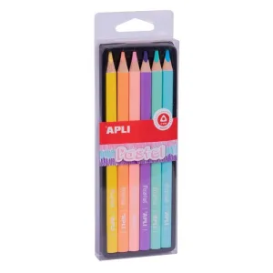 Estuche Apli de Plastico con 6 Lapices Jumbo Pastel 18059