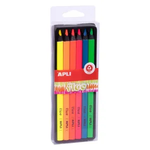 Estuche Apli de Plastico con 6 Lapices Apli Jumbo Fluor 18060