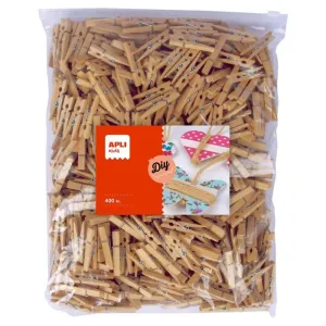 Pack 400 Pinzas Apli Madera Natural 18154