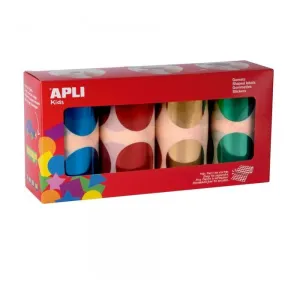 Kit 4 Rollos Gomets Apli Circulo Ø45Mm 4 Colores Metalizados 18303