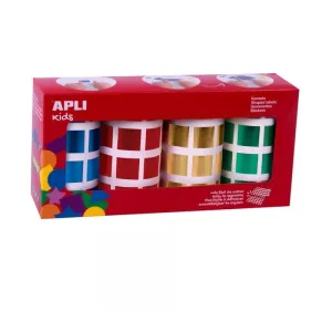 Kit 4 Rollo Gomets Apli Cuadrado 22Mm 4Colores Metalizados18327