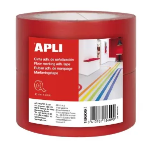 Pack 2 Cintas Apli Adhesivas de Señalización Pvc Rojo 40 mm X 33 M 160 M 18609