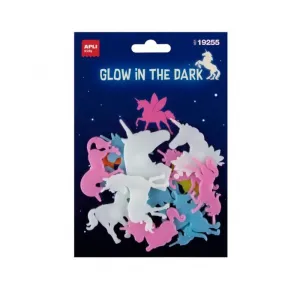 Paquete 12 Stickers Resina Apli Luminiscentes Unicornios 19255
