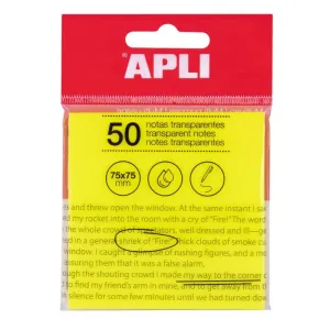 Taco Notas Adhesivas Apli Transparentes 75X75 mm de Color Amarillo 19569