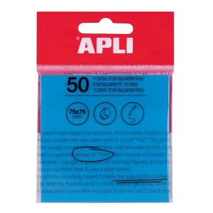 Taco Notas Adhesivas Apli Transparentes 75X75 mm de Color Azul 19571