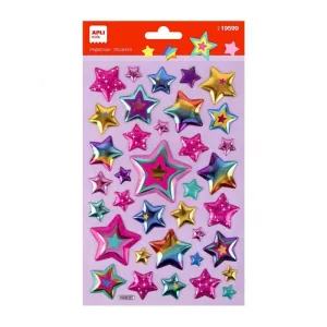 Paquete 30 Stickers Puffy Apli Estrellas 19599