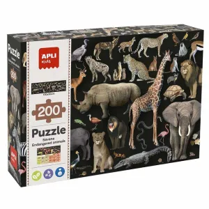 Puzzle Apli 200 Piezas Animales Amenazados Sabana 19697