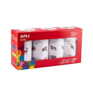 PAQ 4 ROLLO 360 GOMETS FAMILIA ANIMALES APLI 33MM 20054