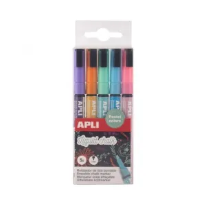 Pack 5 Rotuladores Tiza Liquida Pastel Apli Liquid Chalk 20326