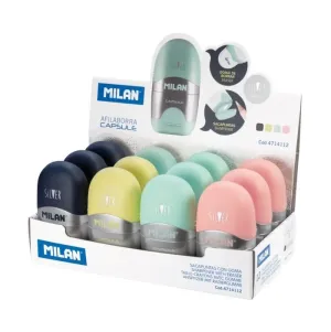 Afilador con Deposito y Goma Milan Capsule Silver 4714112