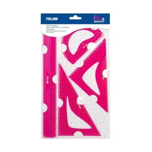 Kit Reglas Milan Plastico Acid Flex & Resist Rosa 359801P
