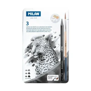 Estuche Milan de Metal con 3 Lapices Grafito Acurelables 07168103C