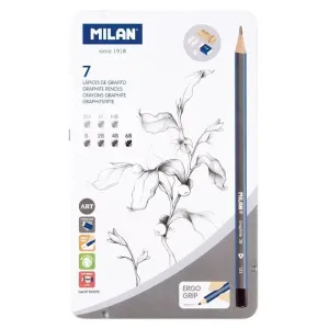 Estuche de Metal con 7 Lapices Grafito Milan + Accesorios 0716307C