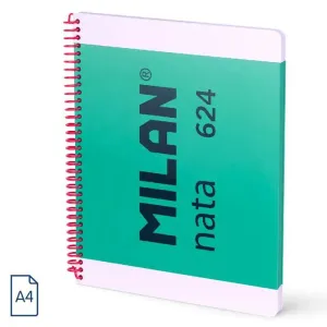 Cuaderno Milan 624 Espiral Tapa Dura A4 80 Hojas Cuadricula 5Mm 95Grs Verde 57043E80Gr