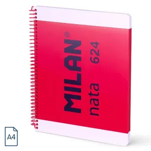Cuaderno Milan 624 Espiral Tapa Dura A4 80 Hojas Blancas 95Grs Rosa 57041E80P