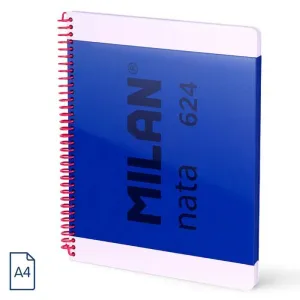 Cuaderno Milan 624 Espiral Tapa Dura A4 80 Hojas Blancas 95Grs Azul 57041E80B