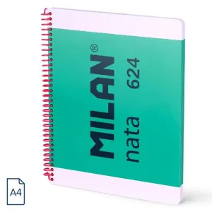 Cuaderno Milan 624 Espiral Tapa Dura A4 80 Hojas Blancas 95Grs Verde 57041E80Gr
