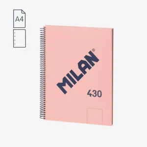 Cuaderno Milan 430 Espiral Tapa Dura A4 80 Hojas Liso 95Grs Rosa 57141E80P